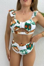Aloha Yüksek Bel Bikini - Mavi-Beyaz - Görsel 3