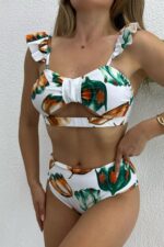 Aloha Yüksek Bel Bikini - Mavi-Beyaz