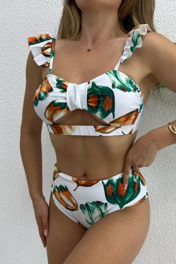 Aloha Yüksek Bel Bikini - Mavi-Beyaz