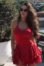 Amanda Kolsuz Mini Elbise - Kırmızı - Görsel 5