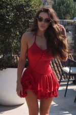 Amanda Kolsuz Mini Elbise - Kırmızı - Görsel 3