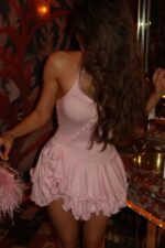 Amanda Kolsuz Mini Elbise - Pembe - Görsel 5