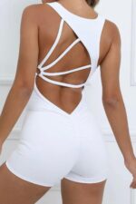 Asimetrik Büzgülü Kısa Jumpsuit - Beyaz