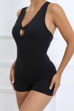 Asimetrik Büzgülü Kısa Jumpsuit - Siyah - Görsel 3
