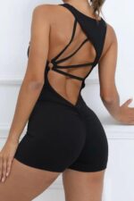 Asimetrik Büzgülü Kısa Jumpsuit - Siyah - Görsel 6