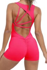 Asimetrik Büzgülü Kısa Jumpsuit - Pembe