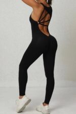Asimetrik Sırt Büzgülü Jumpsuit - Siyah - Görsel 3