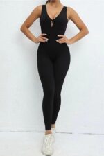 Asimetrik Sırt Büzgülü Jumpsuit - Siyah - Görsel 6