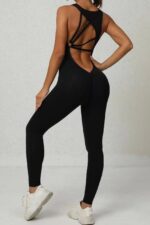 Asimetrik Sırt Büzgülü Jumpsuit - Siyah - Görsel 2