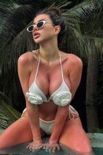 Big Rose Üçgen Bikini - Beyaz - Görsel 7
