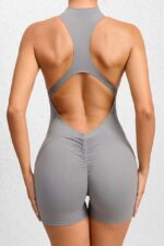 Büzgülü Jumpsuit Tayt - Gri - Görsel 2