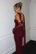 Carolina Strapless Elbise - Bordo - Görsel 2