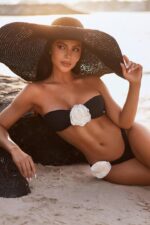 Cindy Straplez Güllü Bikini - Siyah - Görsel 3