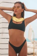 Crop Top Style Minimal Brazilian Bikini - Siyah - Görsel 2