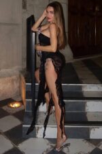 Dasha Dantelli Ruffels Elbise - Siyah - Görsel 3