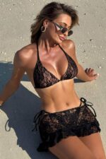 Emily Dantelli Üçlü Bikini Set - Siyah - Görsel 5
