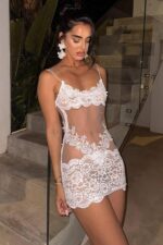 Emily Transparan Mini Elbise - Beyaz - Görsel 2