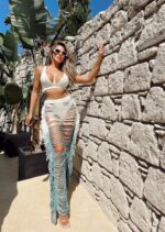 Emma Brenta Plaj Pantolonu - Mavi-Beyaz - Görsel 3