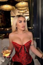 Enissa İşlemeli Korse - Kırmızı-Siyah