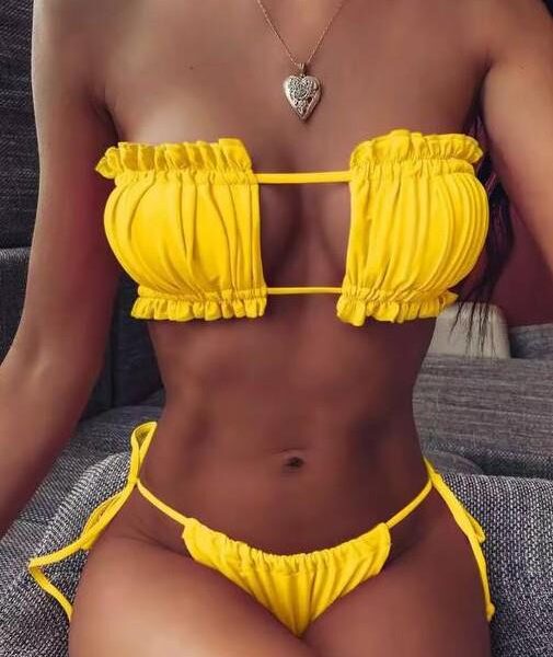 Fırfırlı Brazilian Bikini - Sarı