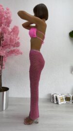 Fishnet Crytal Pantolon - Pembe - Görsel 4