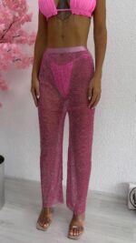 Fishnet Crytal Pantolon - Pembe - Görsel 2