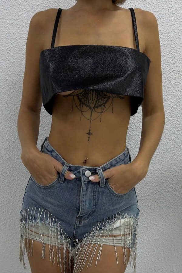 Glitter Crop Top - Siyah