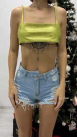 Glitter Crop Top - Mint-Yeşili