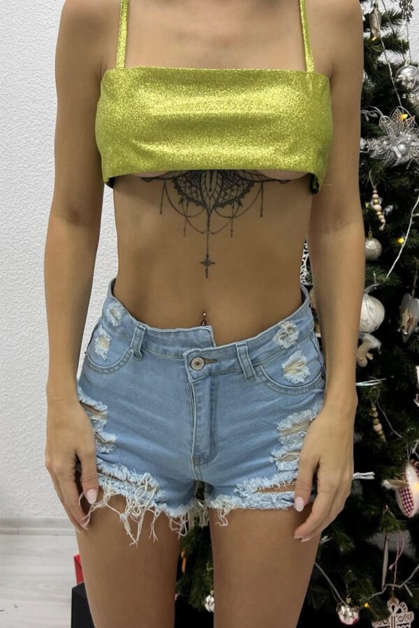Glitter Crop Top - Mint-Yeşili