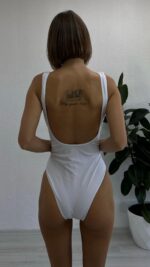 High Cut Bağcıklı Fit Kesim Mayokini - Beyaz - Görsel 4
