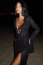 İsabella Bağcıklı Plaj Elbisesi - Siyah - Görsel 6