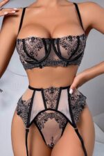 Isabella Dantel Jartiyer Set - Siyah - Görsel 4