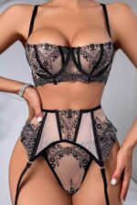 Isabella Dantel Jartiyer Set - Siyah - Görsel 3