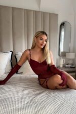 Jartiyerli Luxury Bodysuit - Bordo - Görsel 2