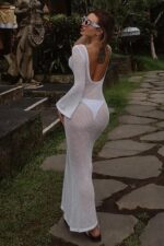 Katrin Örme Plaj Elbisesi - Beyaz - Görsel 3