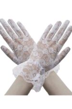 Kısa Dantel Flower Eldiven - Beyaz - Görsel 3