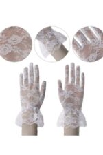 Kısa Dantel Flower Eldiven - Beyaz - Görsel 4