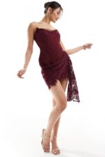 Korsetta Luxury Elbise - Bordo - Görsel 2