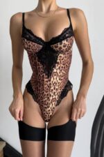 Lace Leo Bodysuit - Kahverengi-Siyah - Görsel 5