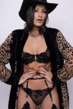 Laura Çiçekli Jartiyer Set - Siyah - Görsel 5