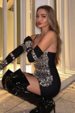 Luxury Stones Dasha Elbise - Siyah - Görsel 3