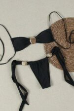 Metal İstiridye Brezilian Bikini - Siyah - Görsel 6