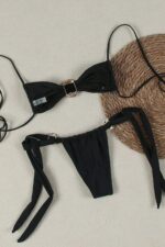 Metal İstiridye Brezilian Bikini - Siyah - Görsel 5
