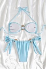 Metal İstiridye Brezilian Bikini - Bebe Mavisi - Görsel 5
