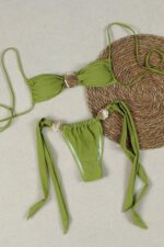 Metal İstiridye Brezilian Bikini - Yeşil - Görsel 2