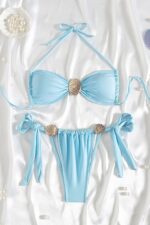 Metal İstiridye Brezilian Bikini - Bebe Mavisi - Görsel 4