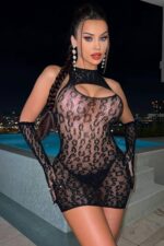 Nadia Eldivenli Çorap Elbise - Siyah - Görsel 6