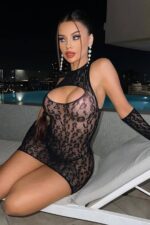 Nadia Eldivenli Çorap Elbise - Siyah - Görsel 4