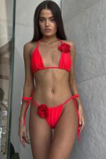 Natalia Güllü Üçgen Bikini - Kırmızı - Görsel 3