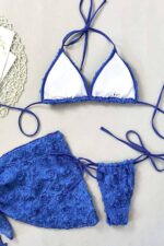 Pina Güllü Brazilian Bikini Set - Mavi - Görsel 4